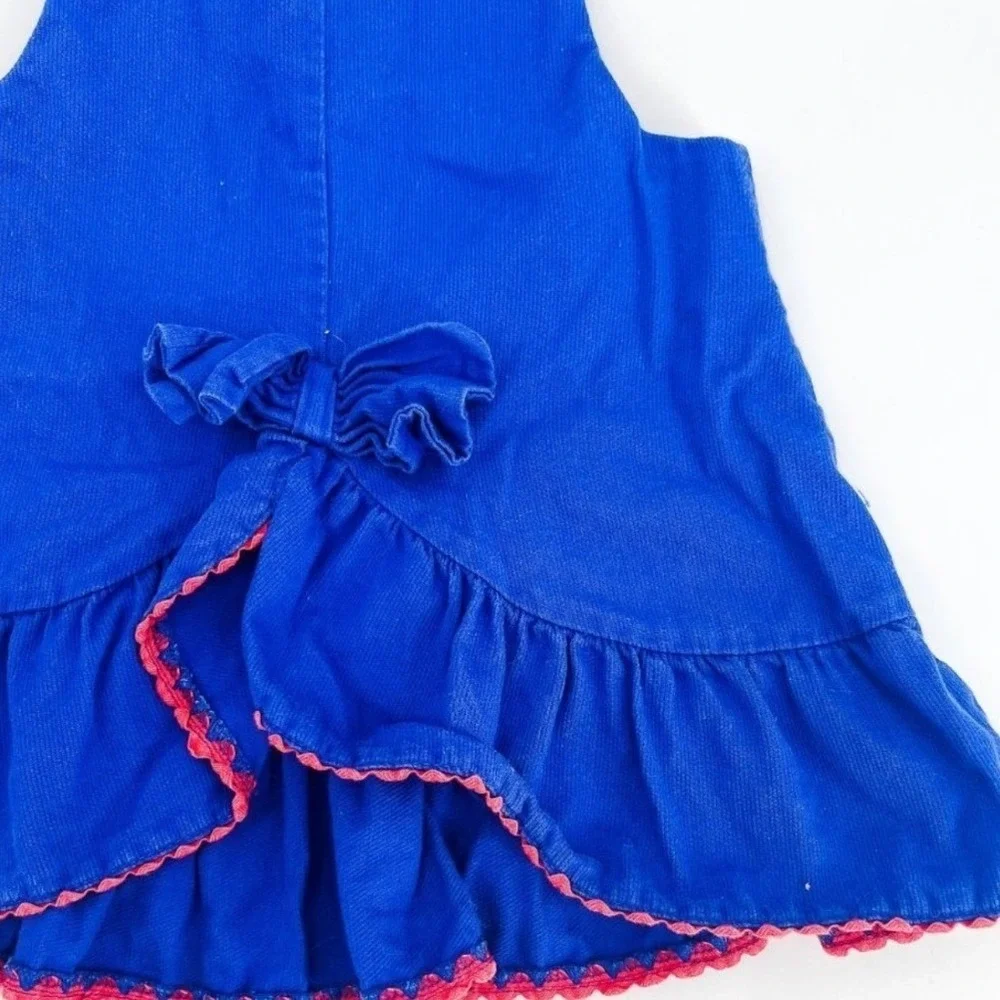 Austin &‎ Ashley Girls Blue Corduroy Nautical Bear Sailboat Jumper Dress 4T